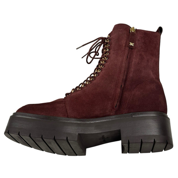 Sam Edelman Lovrin Platform Combat Boots Spiced Pecan Suede Womens 9.5M Zip New - Picture 5 of 12